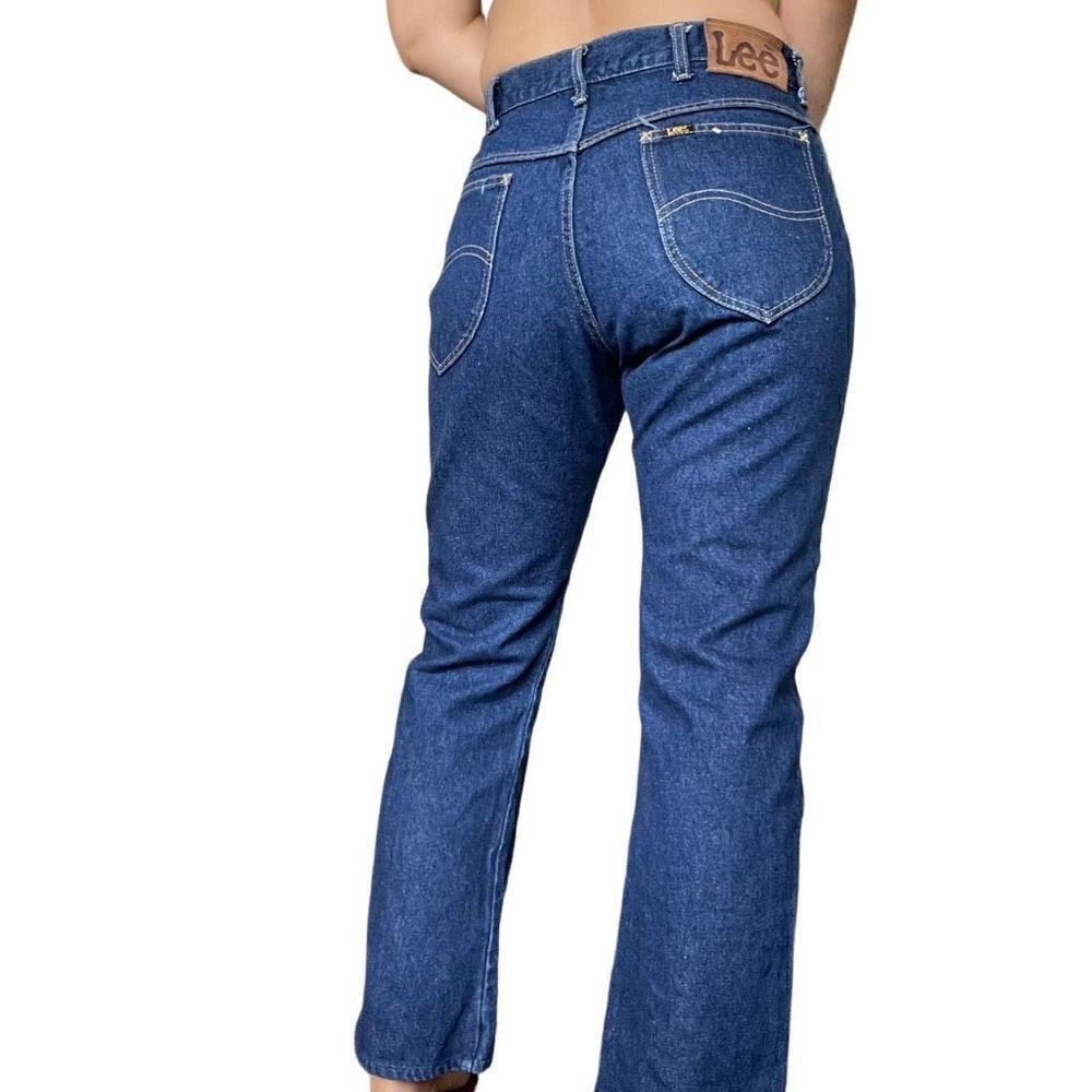 Vintage Lee Dark Wash Blue Jeans Women Size 6 28 Straight Leg Cotton USA Made